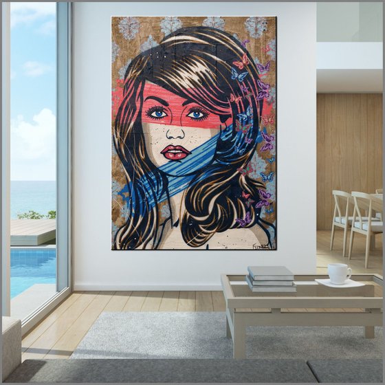 Candy Stripes 140cm x 100cm Lichtenstein Model Concrete Urban Pop Art