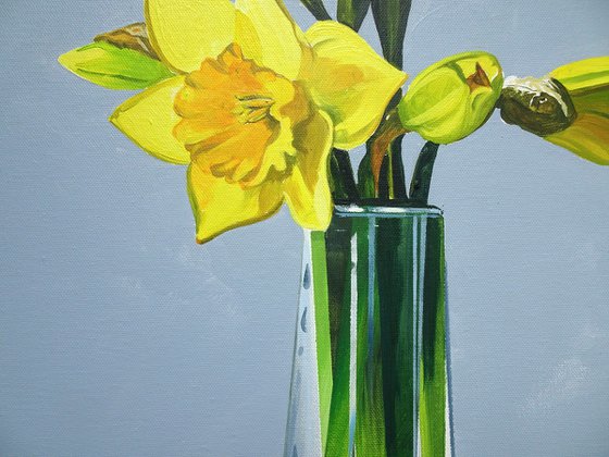 Daffodils In A Glass Vase 2