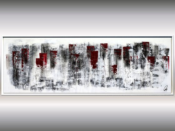 White and Silver  - Abstract Art - Acrylic Painting - Canvas Art - Framed Painting - Abstract Painting - Industrial Art