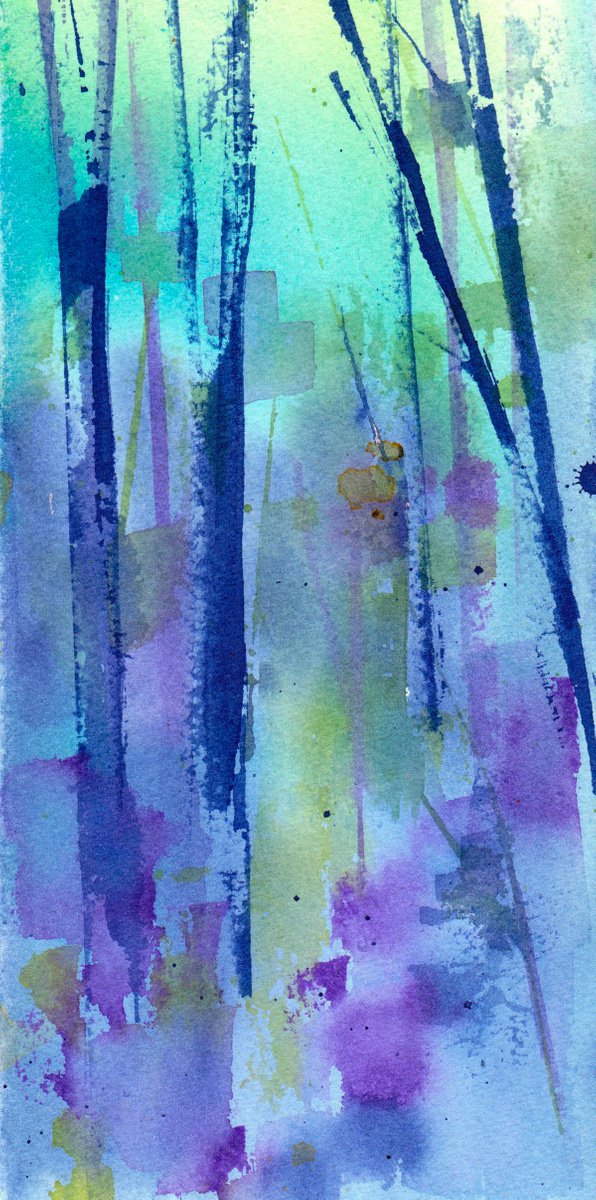 Bluebell wood original abstract painting by Anjana Cawdell