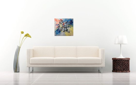 Fireworks Of flowers, Abstract Art, Bright, Gift idea, Wall home decor