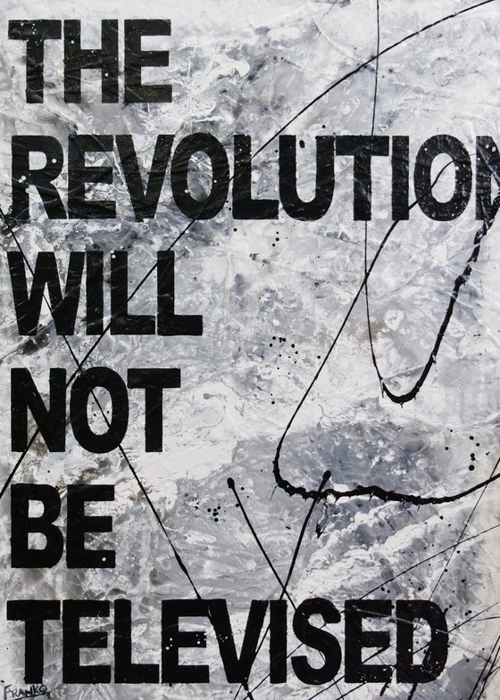 The Revolution 140cm x 100cm Black White Textured Urban Pop Art