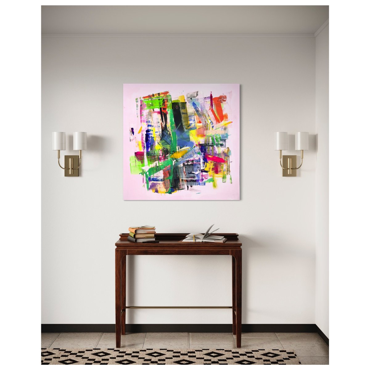 Expressive Abstract Acrylic Painting By Maria Esmar, 39 X 39", Rhythms Of Colour, Original Artwork