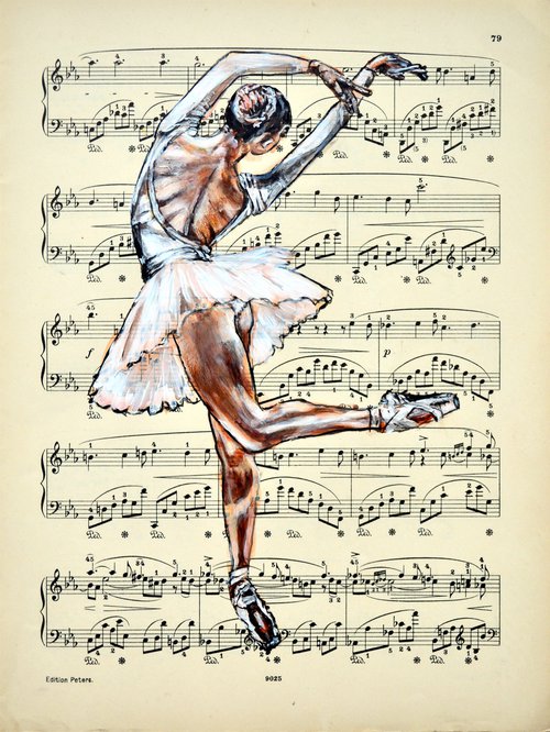 Ballerina XLIX- Vintage Music Page, GIFT idea by Misty Lady - M. Nierobisz
