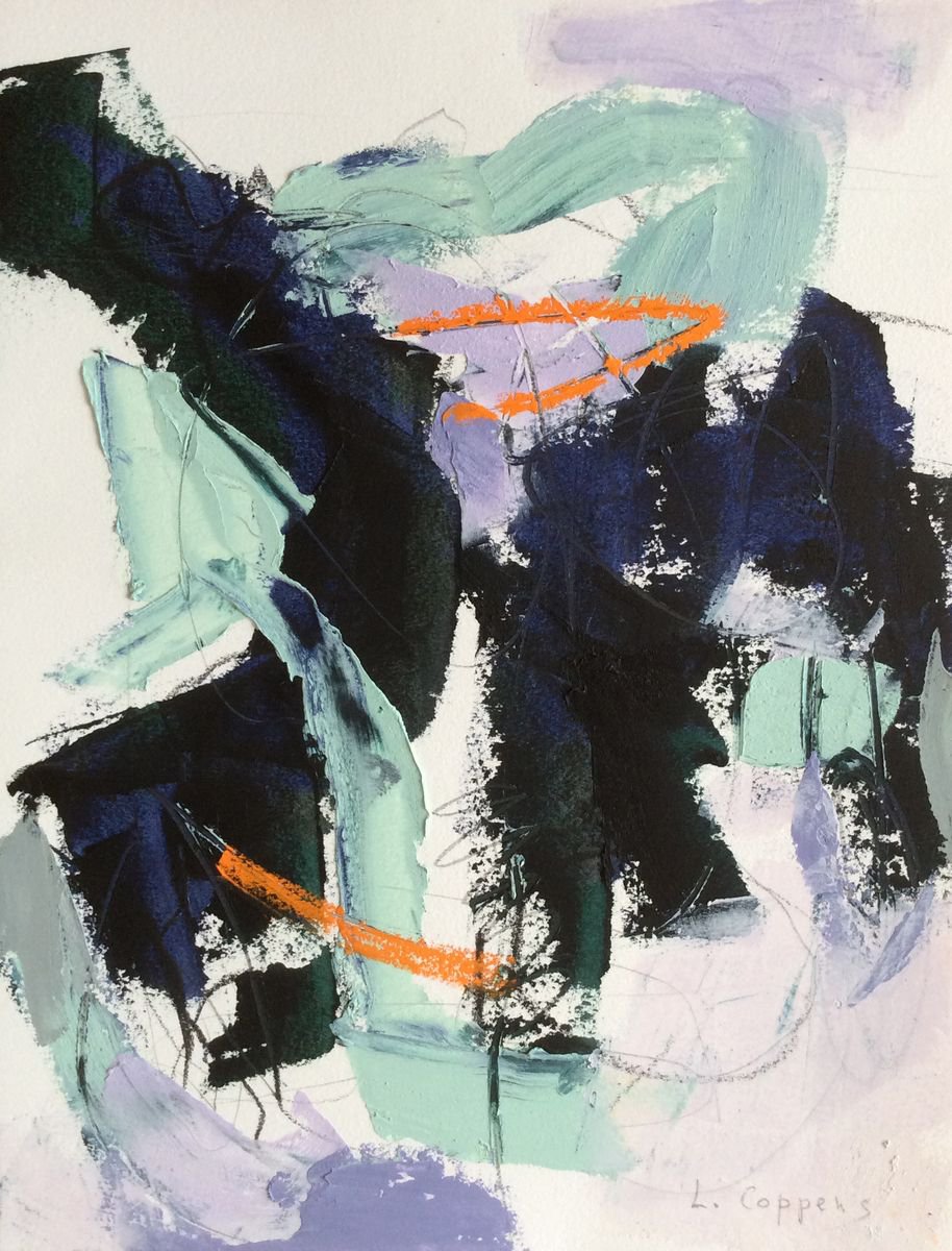 Abstract Oil Painting By Linda Coppens, 12 X 16", Ab O-Pa_Arches_082017-1, Original Artwork