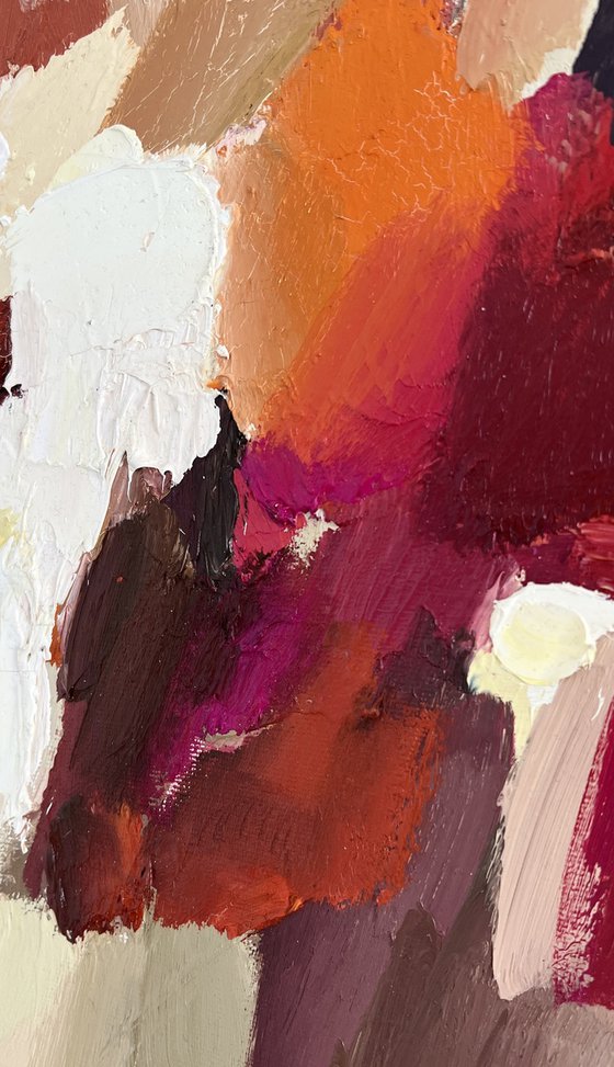 MOMENT1/ Red abstract oil painting