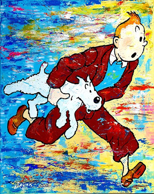 TinTin and Snowy run before the storm by Jovan Srijemac