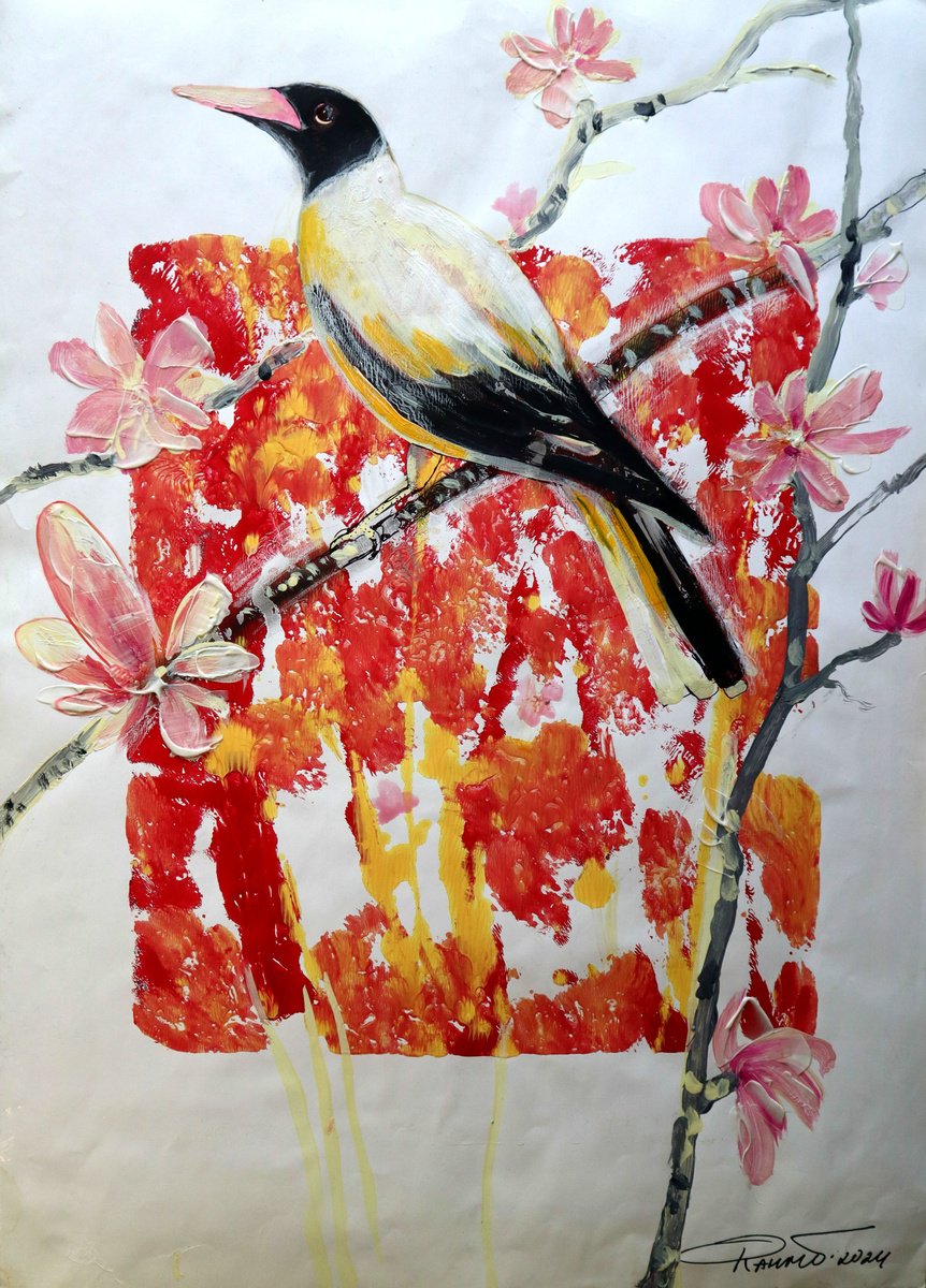 Impressionistic Botanical Acrylic Painting By Rakhmet Redzhepov, 17 X 23", Fantasy With Flowers 205, Original Artwork