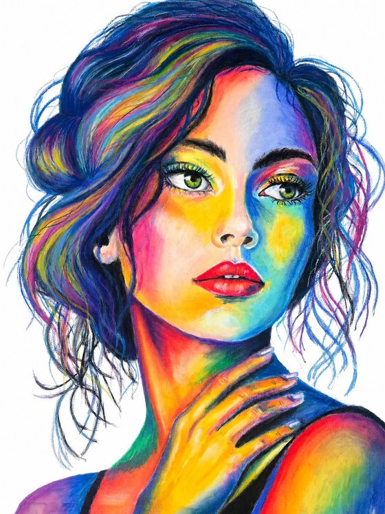 Colorstorm Muse - Oil Pastel Women Portrait