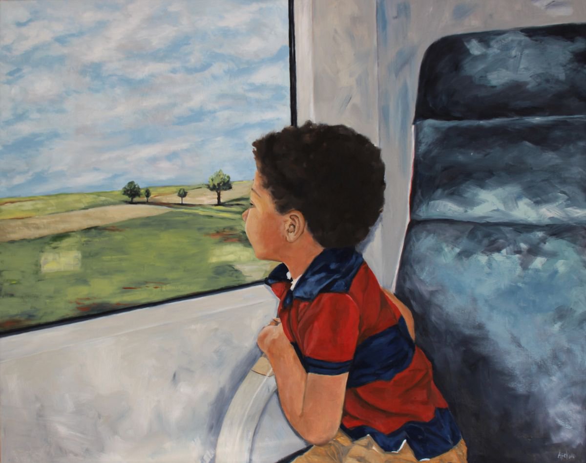 Impressionistic Portrait Oil Painting By Afekwo, 31 X 25, Daydreamer, Original Artwork