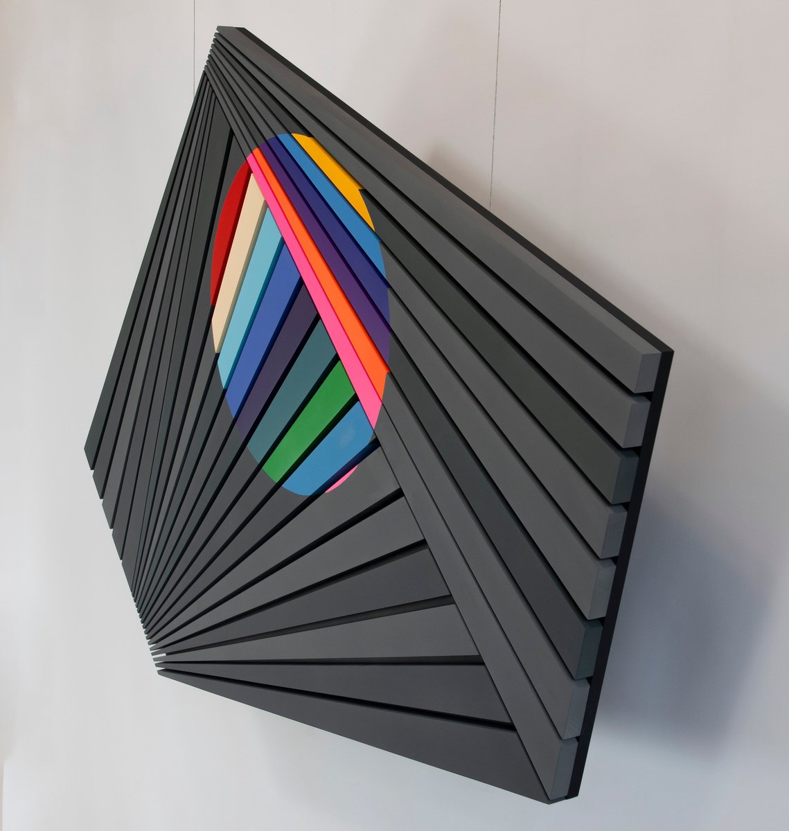 Geometric Abstract Wood Sculpture By Dmytro Shavala, 47 X 31, Sight, Original Artwork