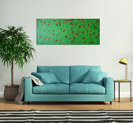Wheat field and flowers 0204 / ORIGINAL ACRYLIC PAINTING