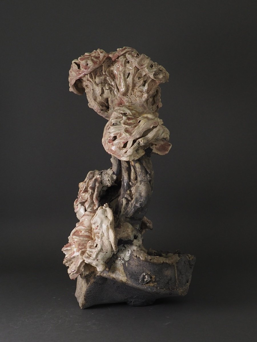 Impressionistic Abstract Clay Sculpture By Linda Cares, 11 X 14", Flower Boat, Original Artwork