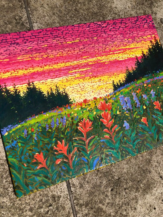 Sunset in mountains