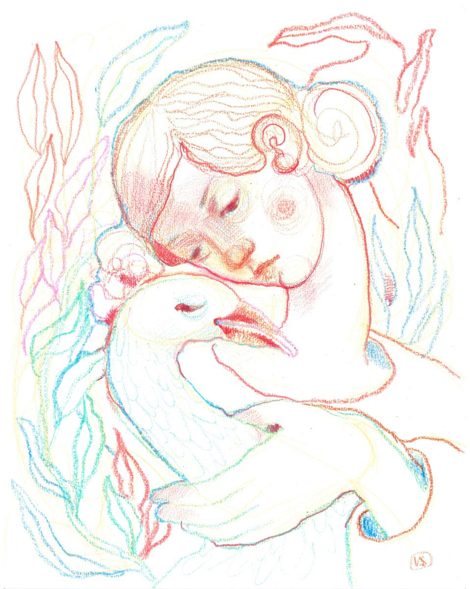 A girl with a bird by Victoria Sirooka