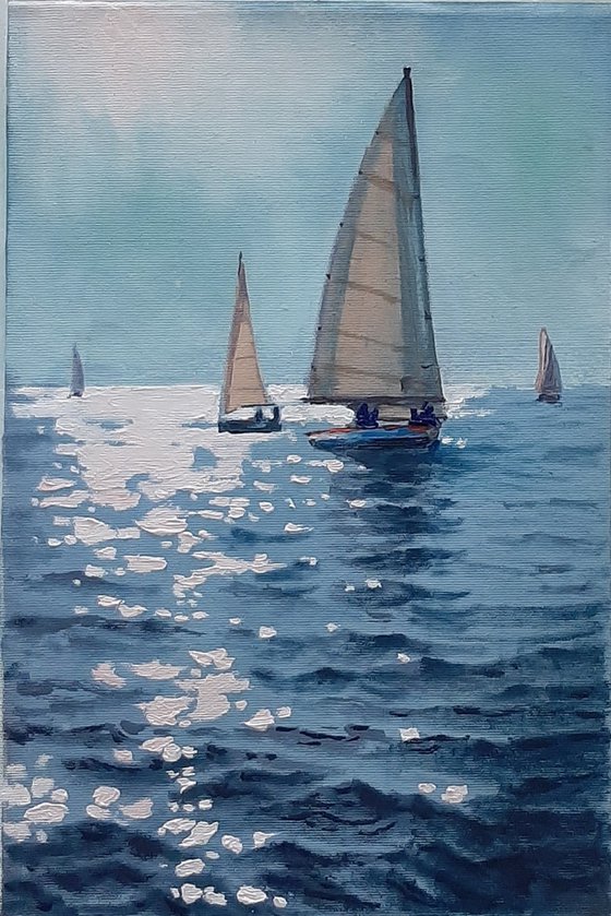 Seascape with Sailboats 37