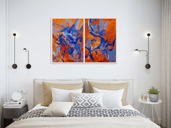 Abstract painting. Diptych. Dance your life.