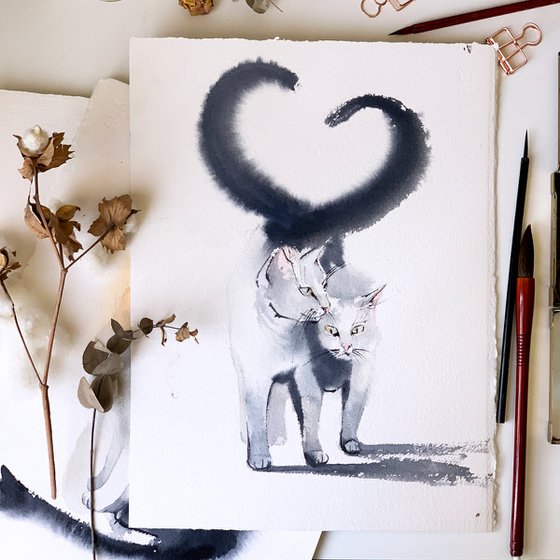 Couple of Cats - Heart with tails