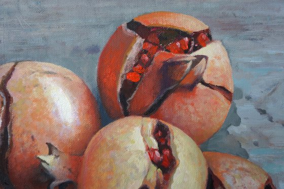 Still life with pomegranates