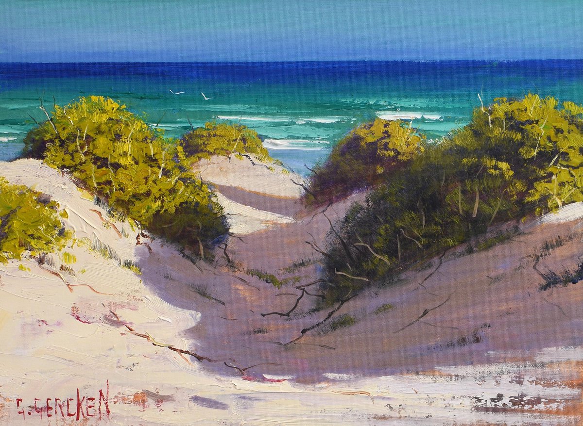 Beach Painting original oil coastal sand dunes seascape on canvas Oil ...