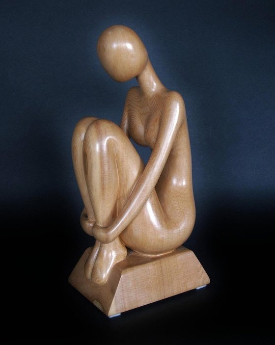 Nude Woman Wood Sculpture AELITA