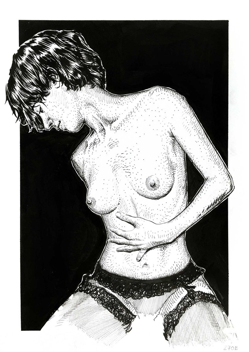 Portrait Ink Drawing By Dario Moschetta, 8 X 11, Portrait 270A.2020, Original Artwork