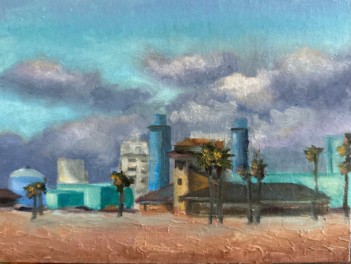 Impressionistic Cityscapes Oil Painting By Grace Diehl, 8 X 6, Industrial, Original Artwork