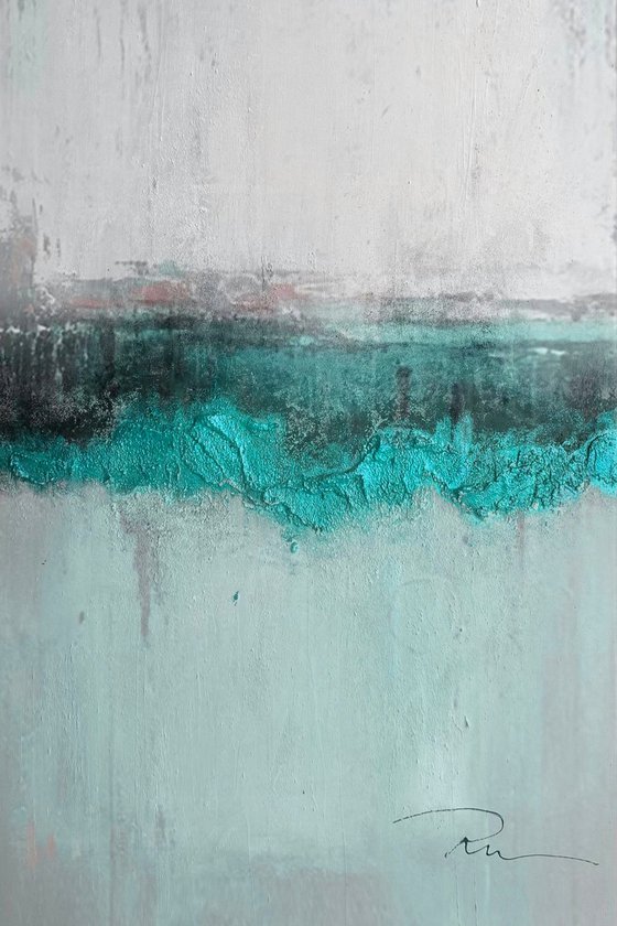 Abstract Turquoise Horizon Through Texture