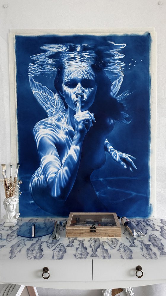 The Mermaid's Enigma – Underwater Blue Nude