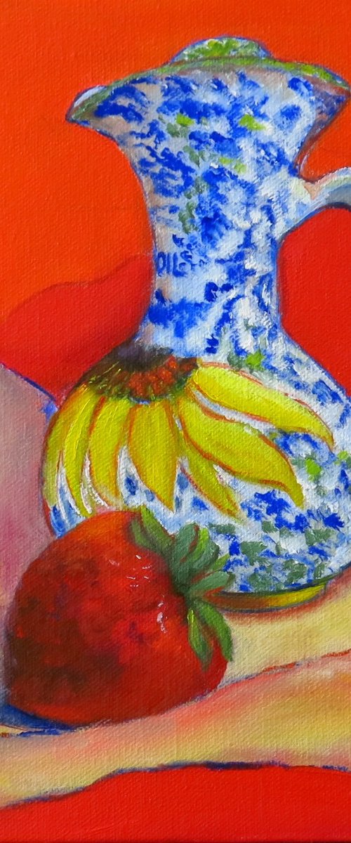 SunflowerJug and Strawberries by Maureen Greenwood