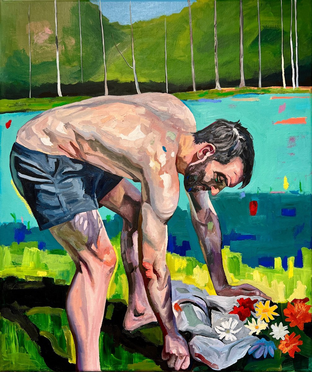 Impressionistic Portrait Oil Painting By Jonathan Mcafee, 20 X 24, Bloom Seeker, Original Artwork