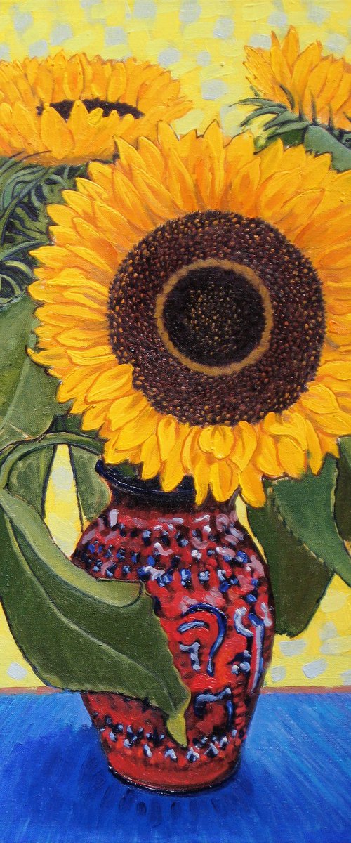 Sunflowers and Leaves by Richard Gibson