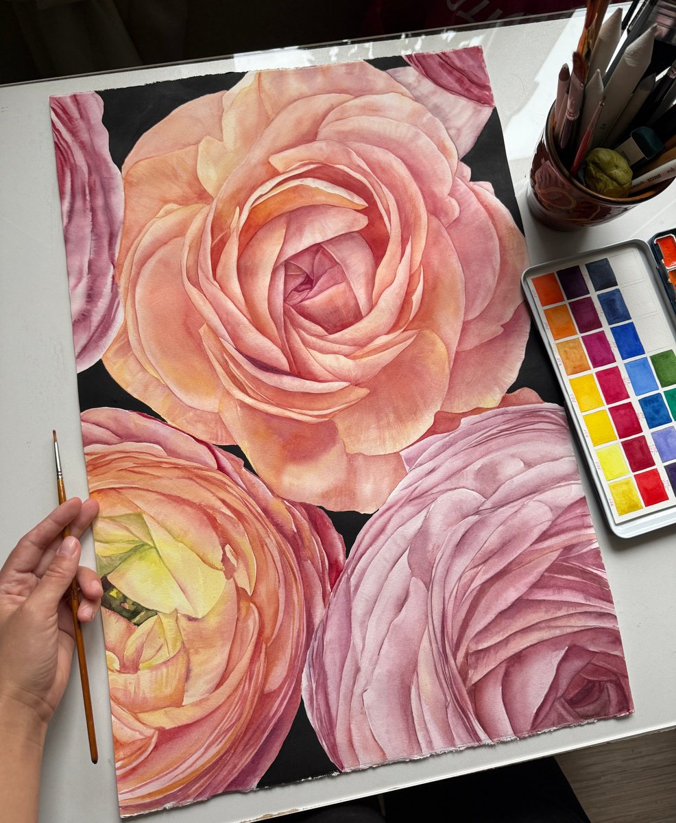 Impressionistic Botanical Painting By Anna Lyashenko, 15 X 23, Layers Of Her, Original Artwork