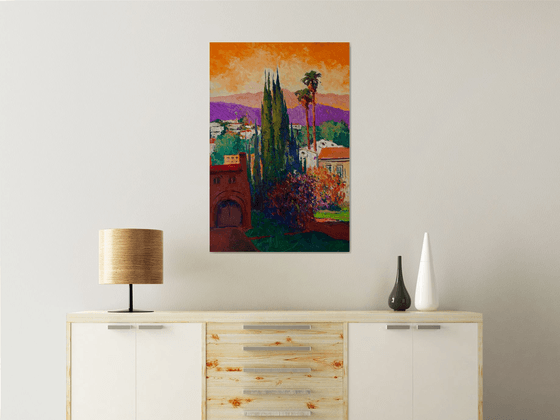 Evening and Cypresses