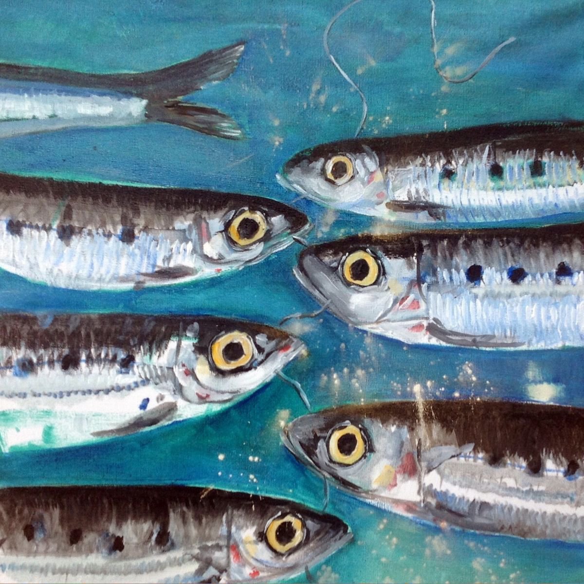Sardine Faceoff (2015) Painting by Chris Walker Artfinder