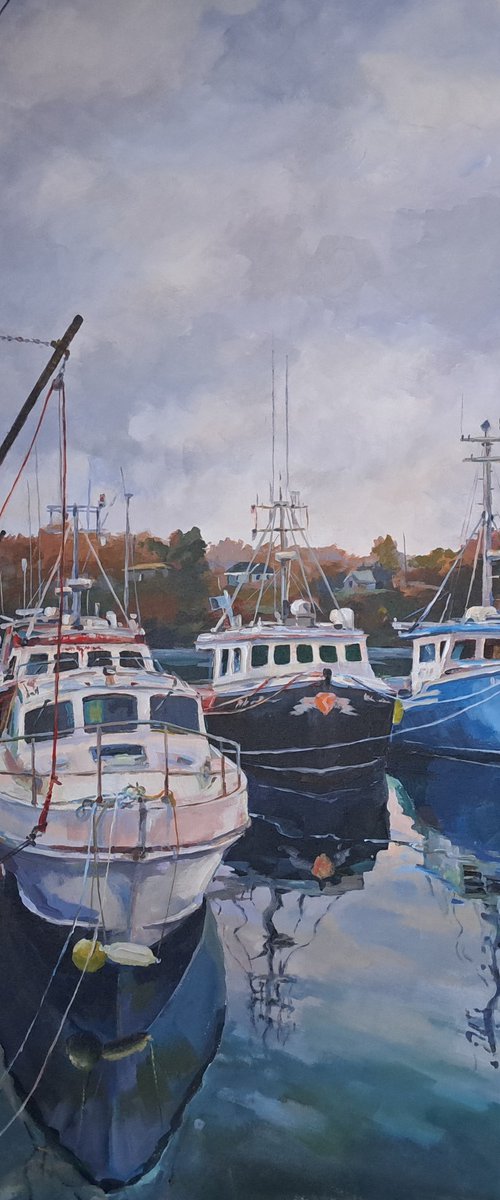 Autumn boats (24x30x0.7'') by Alexander Koltakov