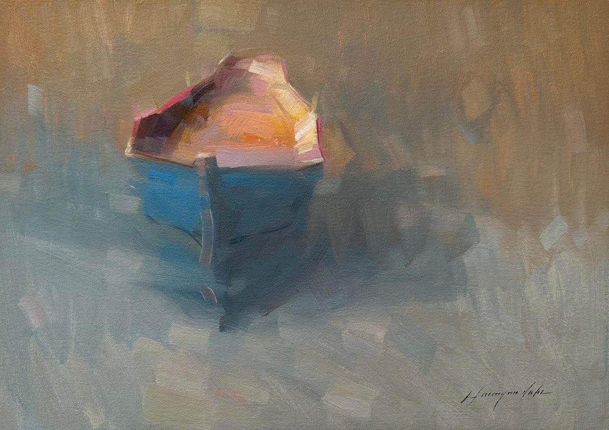 Boat, Original oil painting, Handmade artwork, One of a kind by Vahe Yeremyan