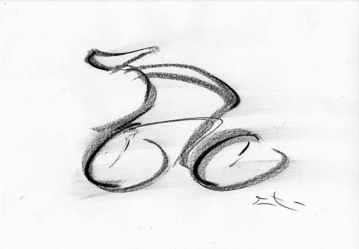 Esquisse fusain, Cycliste, dessin rapide by Lionel Le Jeune