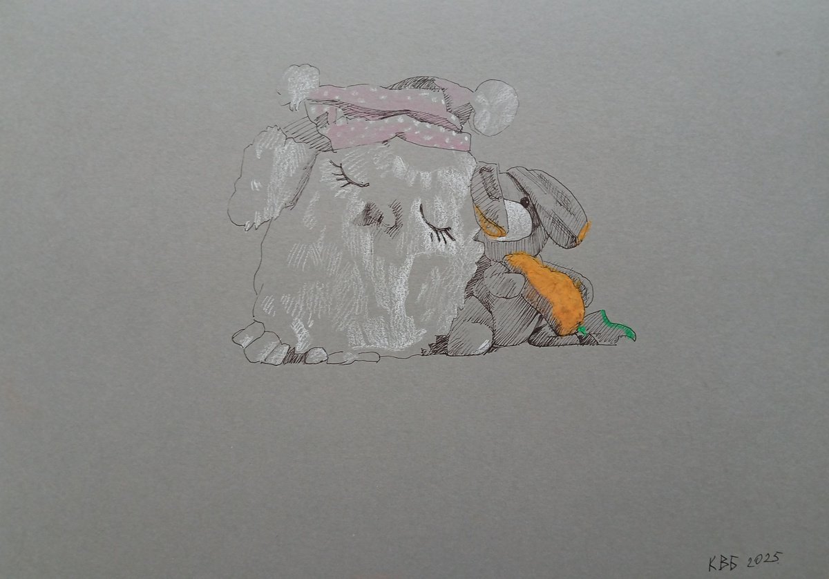 Graphic Still Life Drawing By Vasyl Koval, 12 X 8", Friends, Original Artwork