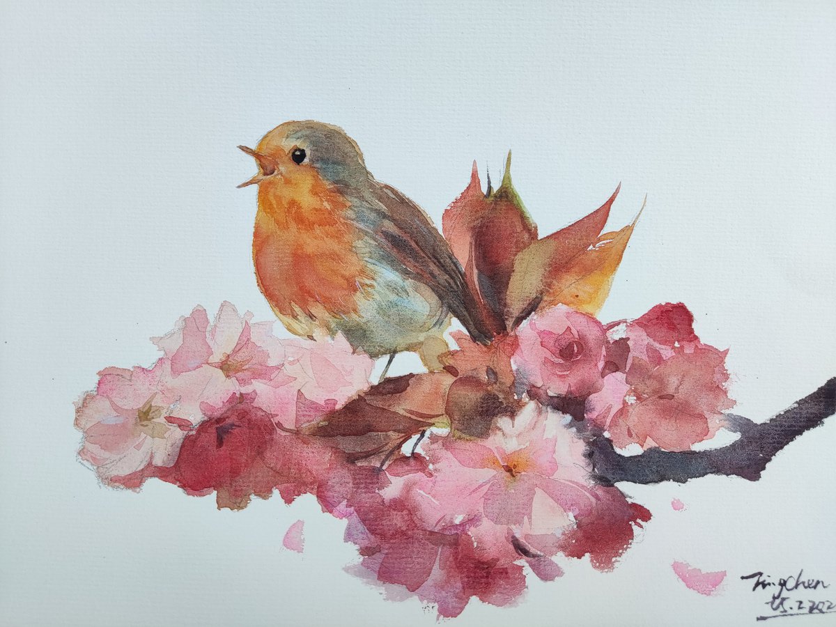 Bird on a Branch 4 by Jing Chen