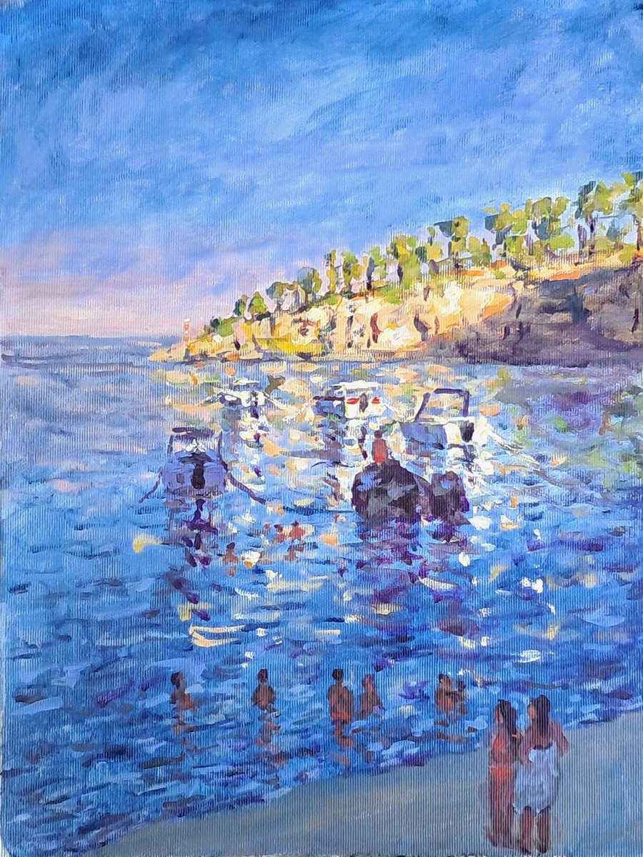  Evening Swimmers By Dimitris Voyiazoglou, 17 X 20, Artwork For Sale On Artfinder