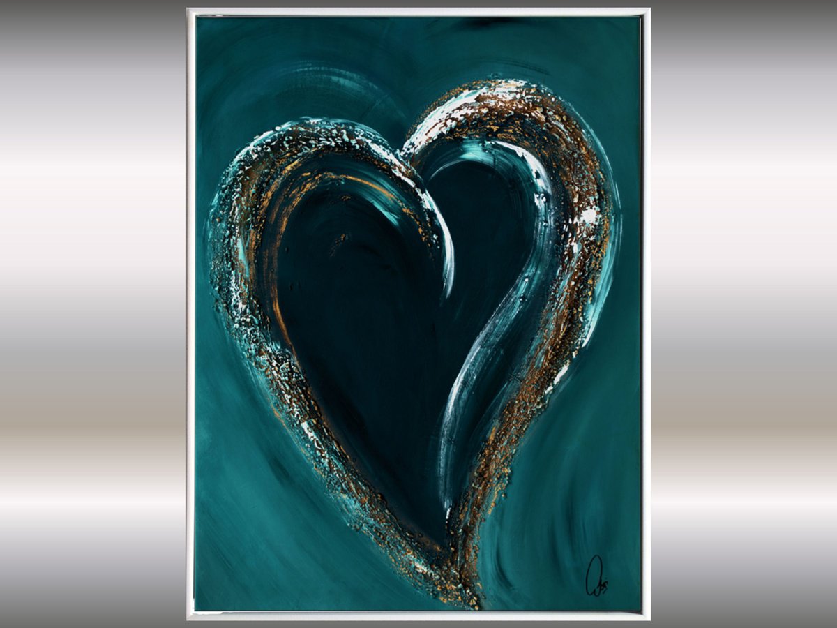 Abstract Acrylic Painting By Edelgard Schroer, 25 X 33, Heart Of Gold, Original Artwork