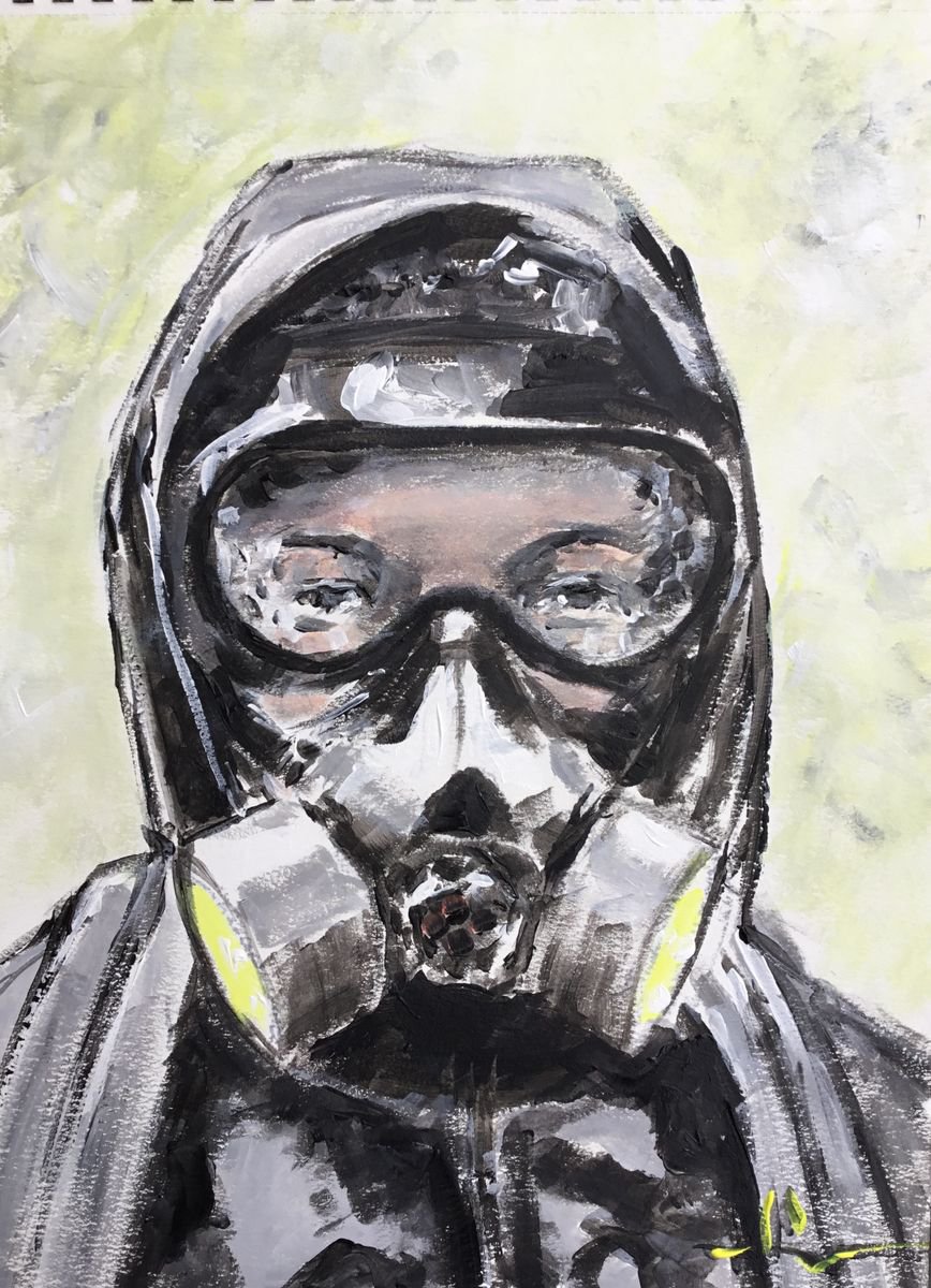 Expressive Portrait Acrylic Painting By Dominique Deve, 12 X 16, Saturdays In Paris, Original Artwork