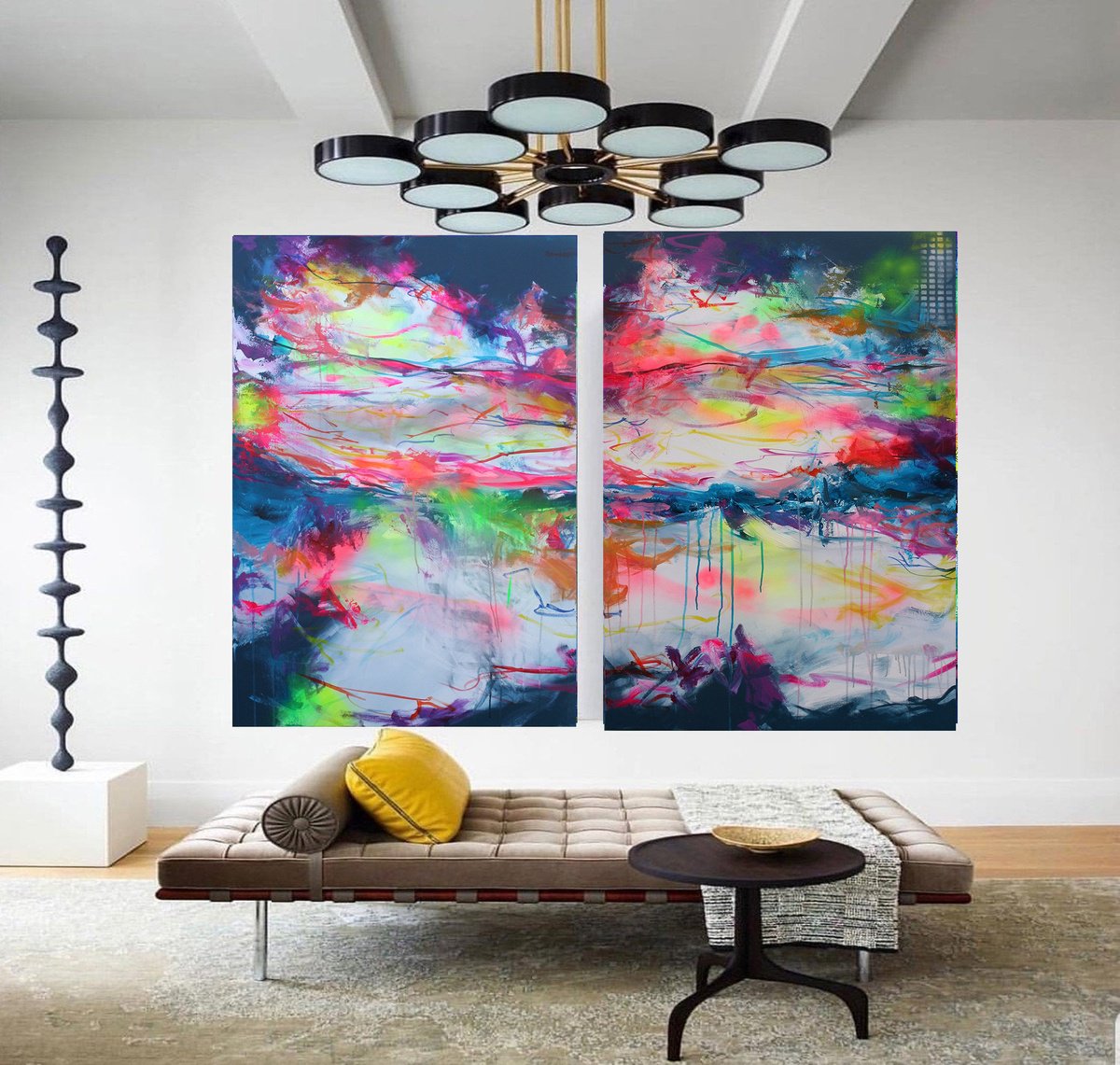 Abstract Acrylic Painting By Susan Wooler, 63 X 47", Planning Our Future, Original Artwork