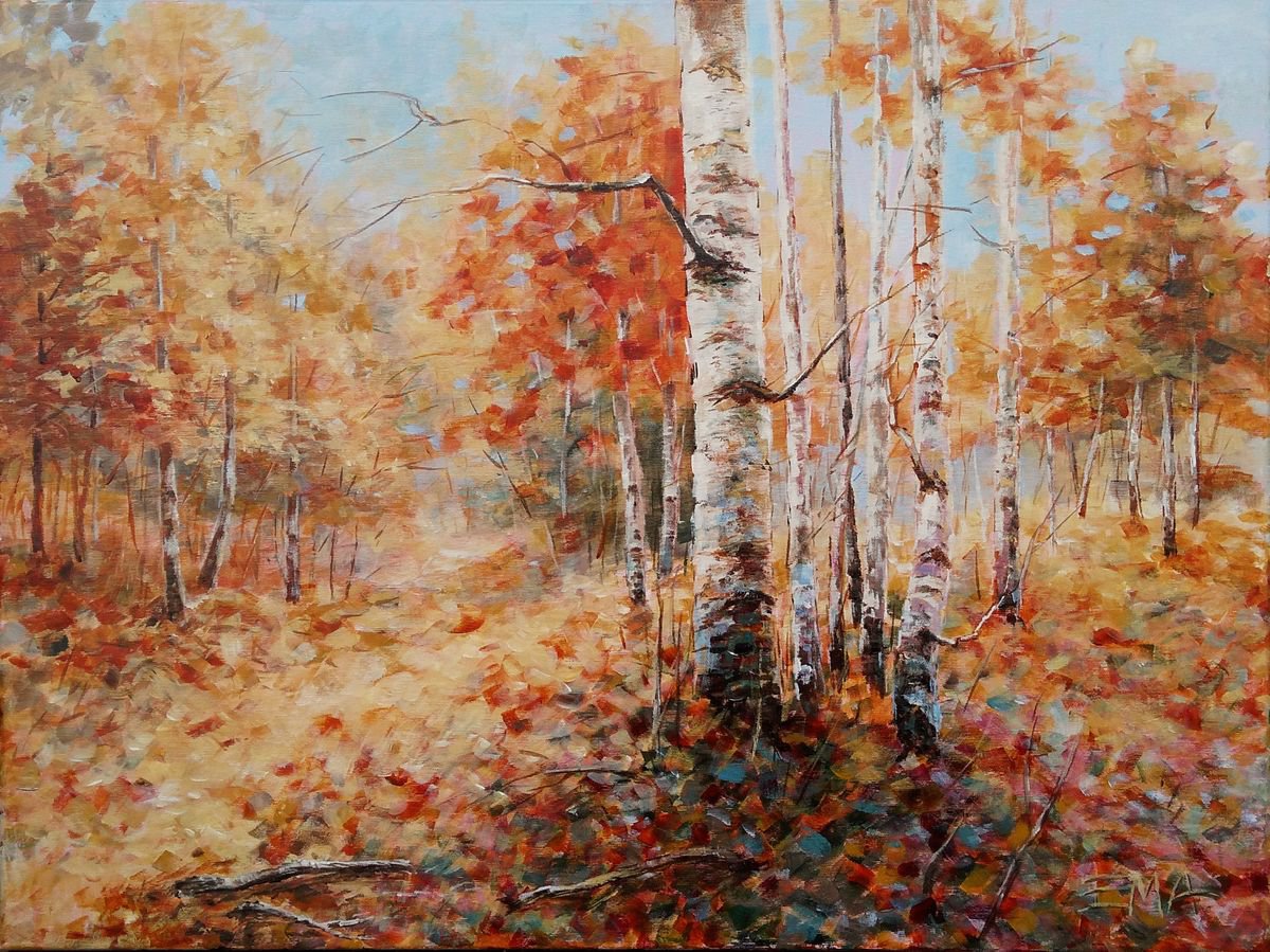 AUTUMN, 80x60cm, autumnal trees landscape by Emilia Milcheva