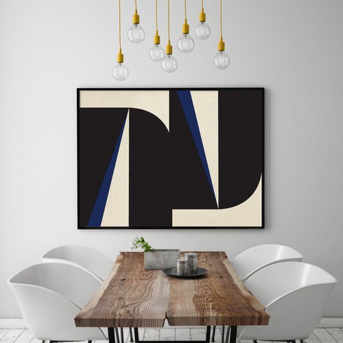 "Abstract Blue Graphic No. 1" - 30" x 40" by Nicolette Capuano
