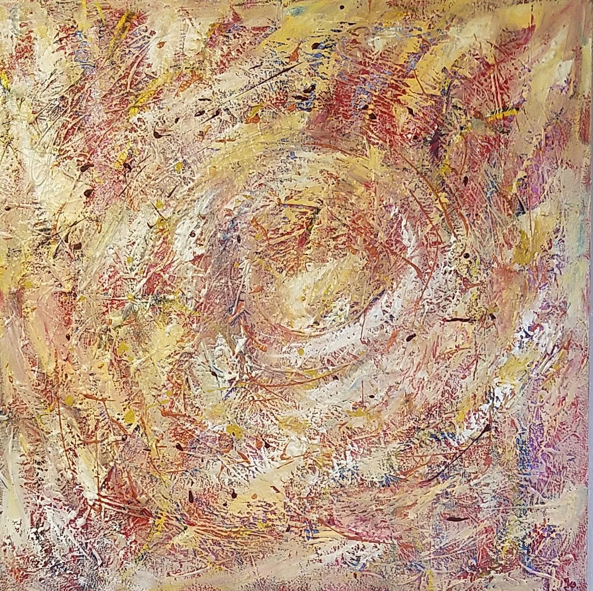 Abstract Acrylic Painting By Maureen Greenwood, 30 X 30", Coffee And Cream, Original Artwork