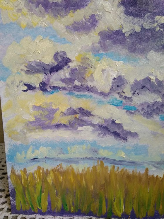 The sky with clouds. Pleinair painting