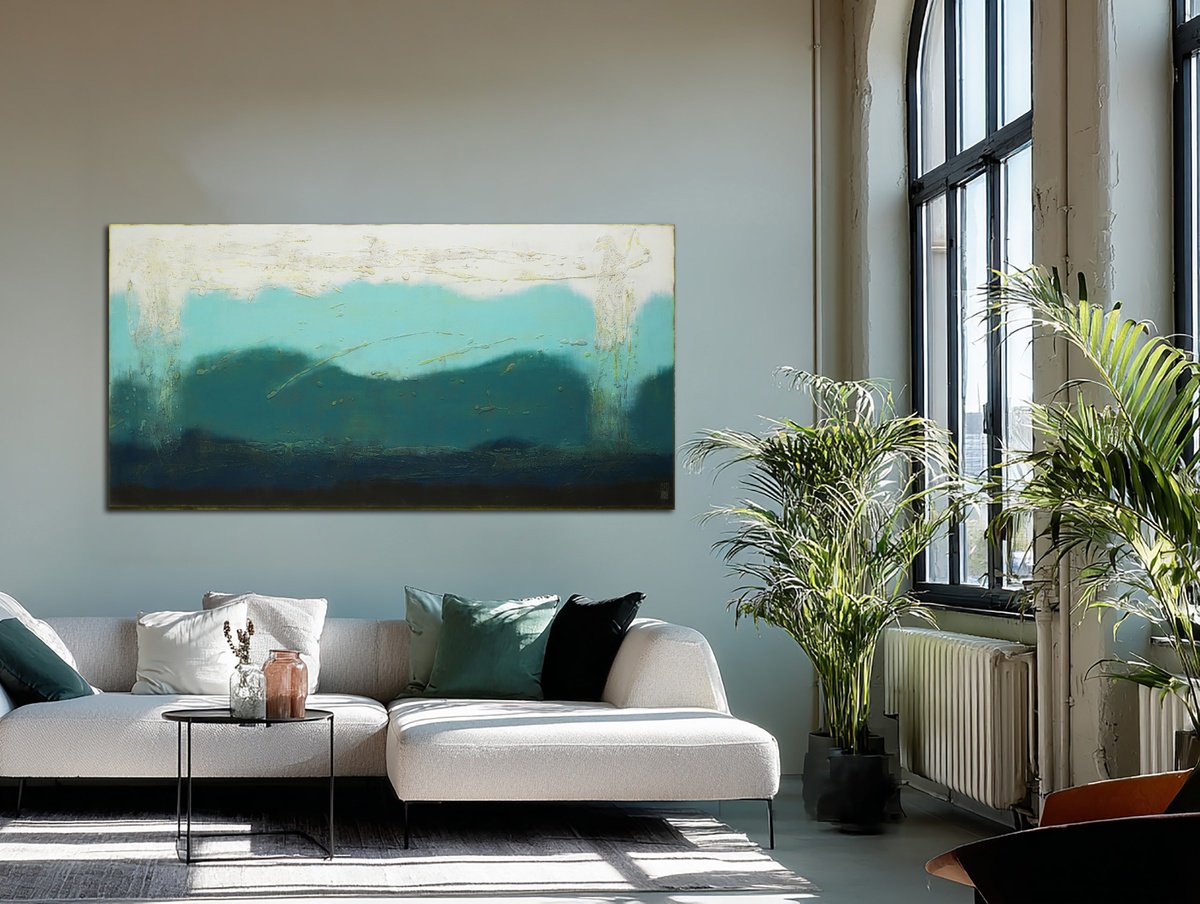 Oceanic Blues By Ronald Hunter, 71 X 35, Artwork For Sale On Artfinder