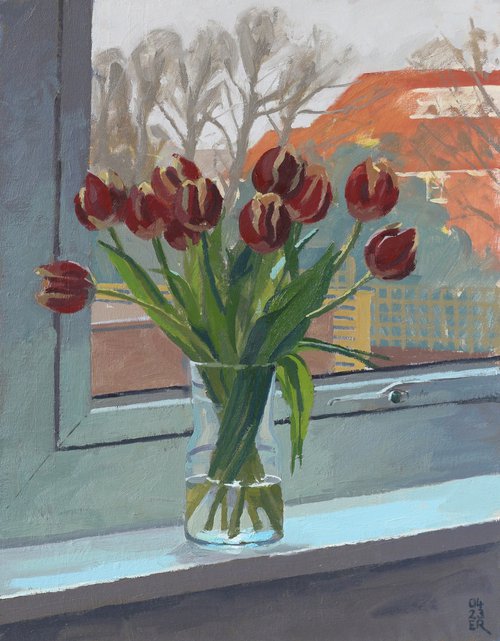Tulips in Cool Window Light by Elliot Roworth